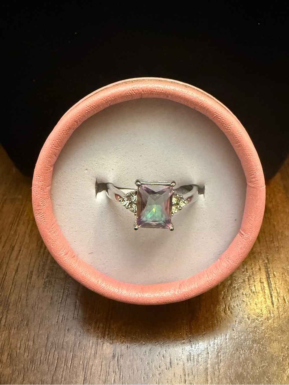 Mystic Topaz Silver Cocktail Ring in Iridescent Purple - Picture 3 of 6